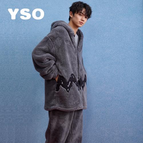yso【史努比系列】睡衣男秋冬季加厚保暖珊瑚绒套装休闲男家居服D
