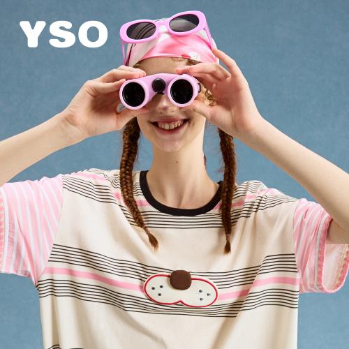 yso【酷猫系列】连体睡衣女夏睡裙可爱条纹家居服可外穿家居套装B