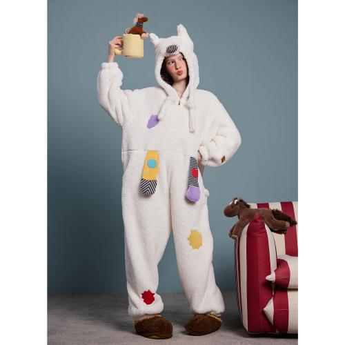 yso【小马系列】睡衣女秋冬加厚珊瑚绒连体卡通保暖可外穿家居服D