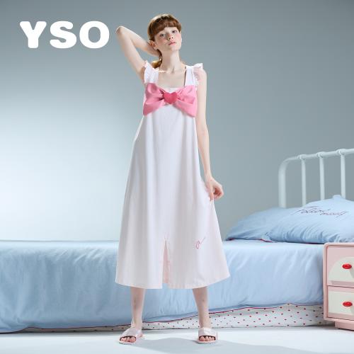 yso【礼物系列】睡衣女纯棉连体夏甜美蝴蝶结公主风可外穿家居服B
