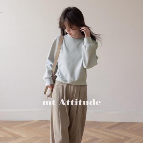 【韩系甜美风】秋季款双面布立体泡泡袖简约纯色圆领卫衣