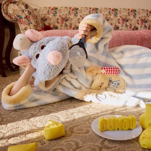 Gukoo/果壳睡衣冬季料理鼠王联名新款珊瑚绒保暖女士家居服套装D