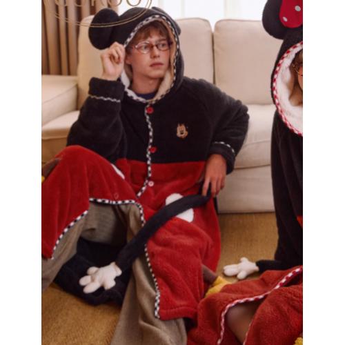 Gukoo/果壳情侣睡袍冬迪士尼联名新款红睡衣本命年保暖男家居服D