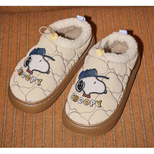 Gukoo/果壳拖鞋女冬季史努比联名新款加绒保暖女士居家棉拖鞋
