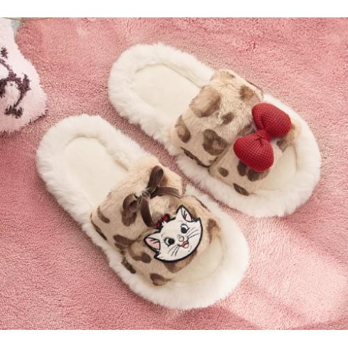 Gukoo/果壳拖鞋女冬季毛绒保暖新款玛丽猫联名女士居家棉拖鞋