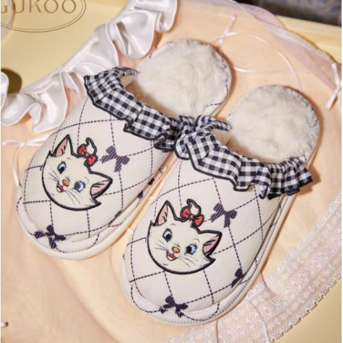 Gukoo/果壳拖鞋冬季加绒保暖新款玛丽猫联名女士居家棉拖鞋