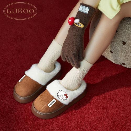Gukoo/果壳mikko联名少女拖鞋女厚底加绒冬季舒适可外穿懒人鞋