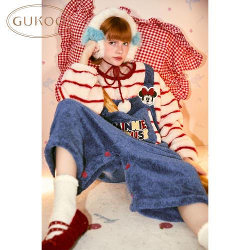 【Gukoo果壳】睡裙女士迪士尼联名卡通牛仔蓝连体裤加绒加厚家居服