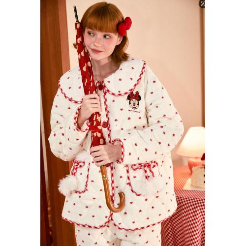 Gukoo果壳迪士尼联名夹棉家居服女睡衣小香风甜美可爱冬季