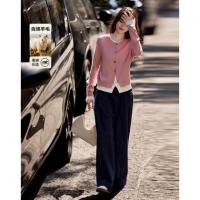 【双旦胶囊衣橱】秋冬假两件撞色线衫装饰扣含绵羊毛针织衫女上衣