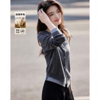 【双旦胶囊衣橱】秋冬假两件撞色线衫装饰扣含绵羊毛针织衫女上衣