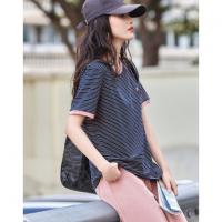 【复古情怀】圆领条纹撞色短袖t恤女刺绣时髦舒适女式t恤