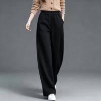 【暖调都市】冬季弯刀裤25冬松紧高腰织带遮肉显瘦宽松休闲裤女