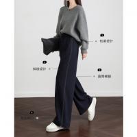 【懒人时髦无拘】冬层次感醇厚滑爽斜纹长裤橡筋腰遮肉女式休闲裤