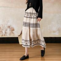 【民族风印花】2026春舒适好穿松紧腰三层拼接蛋糕裙A字女式半身裙