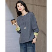 【云朵般包裹感】冬季简约风保暖绒感撞色宽松大版藏肉卫衣女上衣