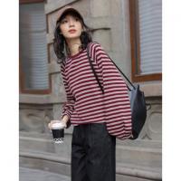【城市平行线】春季复古撞色条纹圆领上衣宽松遮肉舒适好搭女卫衣
