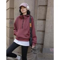 【城市轻户外】春季运动风撞色门襟连帽上衣宽松舒适遮肉女式卫衣