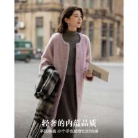 【温暖绵羊毛圈圈呢】冬季优雅风圆领中长款小个子宽松女式外套