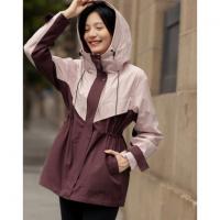 【三防黑科技】秋季小提花北欧棉轻户外连帽撞色拼接抽绳女式外套