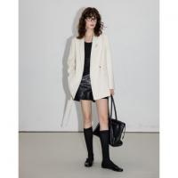 【设计感单侧双层领】春季通勤西装两粒扣长袖藏肉短款西服外套女