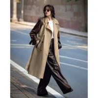 【从容的节奏】秋优雅时髦风度高支高密拼色好搭风衣女外套长款