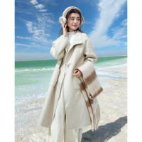 【绵羊毛桑蚕丝混纺】冬季静奢立领双面呢大衣加长款女式毛呢外套