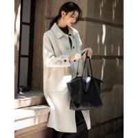 【绵羊毛双面呢】冬季静奢风翻领大衣中长款气质宽松女式毛呢外套