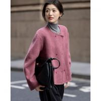 【轻奢绵羊毛双面呢】冬季优雅都市圆领双排扣宽松短款气质女外套