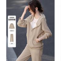 【遛弯套装】冬季智感灰系连帽上衣运动藏肉好搭长裤两件套女时尚