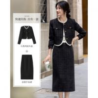 【富家千金套装】秋冬小香风木耳边上衣藏肉半裙小个子女式两件套