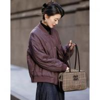 【双袖加热棉】冬季韩风光泽感棒球领宽松小个子罗纹藏肉女式棉衣