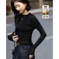 【无缝一体100绵羊毛】秋季可机洗精纺半高领线衫针织衫女上衣