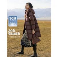 【栗子拿铁】冬季轻暖出行90鸭绒面包服连帽茧型长款女式羽绒服