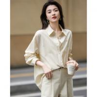 【设计感两穿法】春秋极简字母刺绣衬衫条纹舒适遮肉衬衣女装上衣