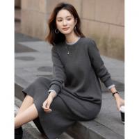 【松弛美学】冬季设计感假两件纤绒纱圆领撞色A字小个子女连衣裙