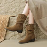 【休闲通勤】25秋冬时尚简约百搭圆口铆钉堆堆靴女短靴骑士靴