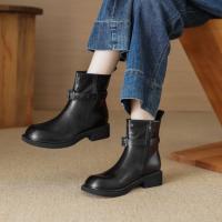 潮酷冬季时尚复古百搭双扣裤靴堆堆靴西部靴