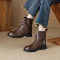 潮酷冬季时尚复古百搭双扣裤靴堆堆靴西部靴
