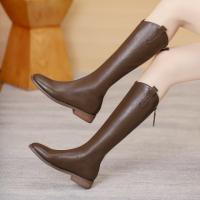 冬季新款方头平底潮流软面舒适女长靴女靴女鞋