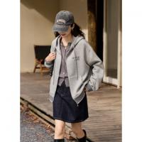 【学院风宽松卫衣外套】秋新款优雅条纹撞色螺纹连帽开衫外套女