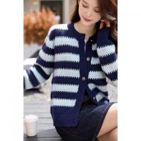 【海湾条纹】春秋复古慵懒撞色条纹开衫毛衣女高级感针织衫女