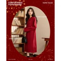 【解锁双旦穿搭】秋冬节日甜美内搭显瘦直筒裙针织连衣裙女高级感