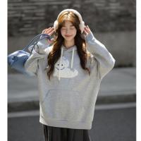 唐狮2026秋季新款灰色卫衣女韩版立体卷毛狗狗宽松连帽显瘦上衣