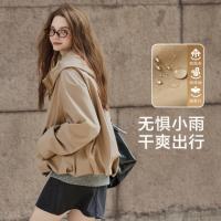 唐狮2026春秋季女连帽净色外套卡其短款时尚小众设计感小个子穿搭