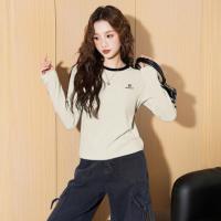 唐狮2026秋冬新款女长袖T恤美式复古手臂条纹辣妹修身正肩t恤