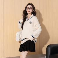 唐狮2026秋冬新款毛衣女POLO学院风领撞色间条秋季流行穿搭毛线衫