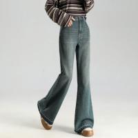 唐狮2026秋冬季牛仔长裤女微喇叭裤修身毛边设计高级感百搭潮流