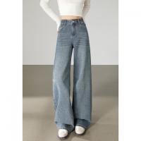 唐狮2026秋季新款女牛仔长裤宽松亮片装饰阔腿高腰显瘦裤子k1