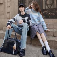 唐狮2026秋冬季情侣毛衣女圆领套头精致刺绣字母渐变超好看毛线衫